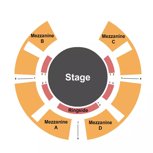 Circus Seating Chart at Kootenai County Fairgrounds. The chart shows the main floor/stage with seating options surrounding it, which are color coded
