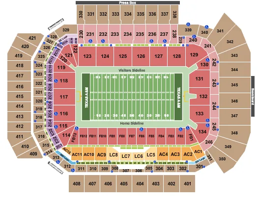 seating chart for Kyle Field - Football - eventticketscenter.com