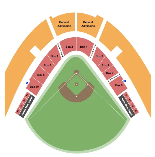 seating chart for L. Dale Mitchell Park - Baseball 2020 - eventticketscenter.com