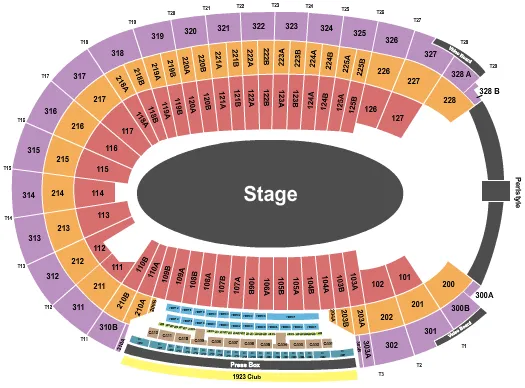 seating chart for Los Angeles Memorial Coliseum - Big Center Stage - eventticketscenter.com