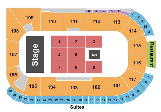 seating chart for LECOM Events Center - Endstage 2 - eventticketscenter.com