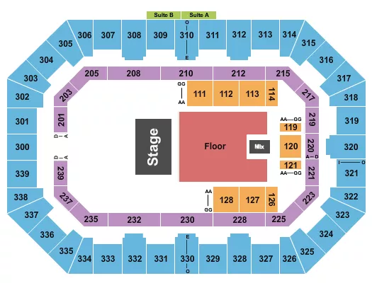 seating chart for La Crosse Center - Half House GA Floor - eventticketscenter.com