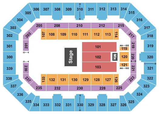 seating chart for La Crosse Center - End Stage 3 - eventticketscenter.com