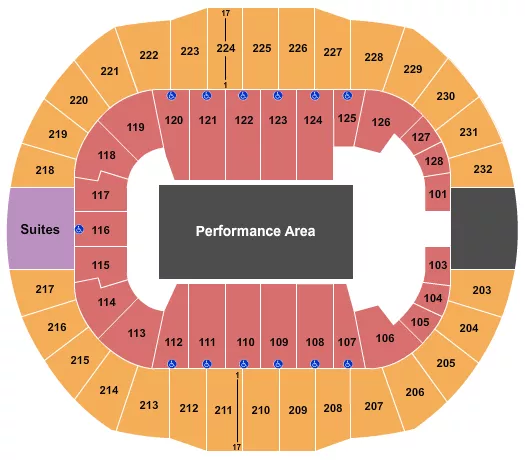 seating chart for Cajundome - Performance Area - eventticketscenter.com