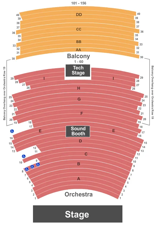 seating chart for Rosa Hart Theatre at Lake Charles Civic Center - End Stage - eventticketscenter.com