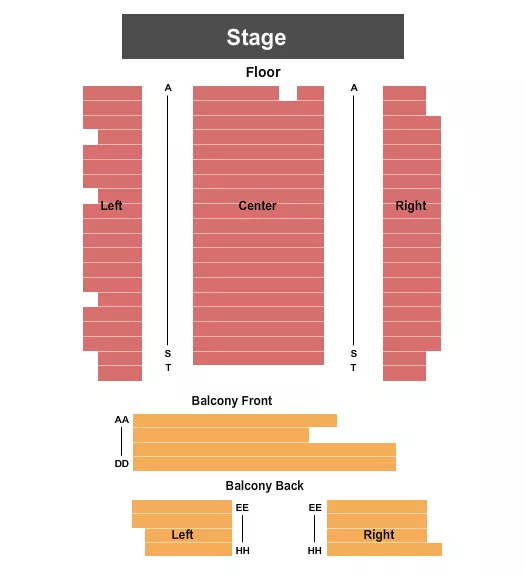 seating chart for Lancaster Theatre at Palace Arts Center - End Stage - eventticketscenter.com