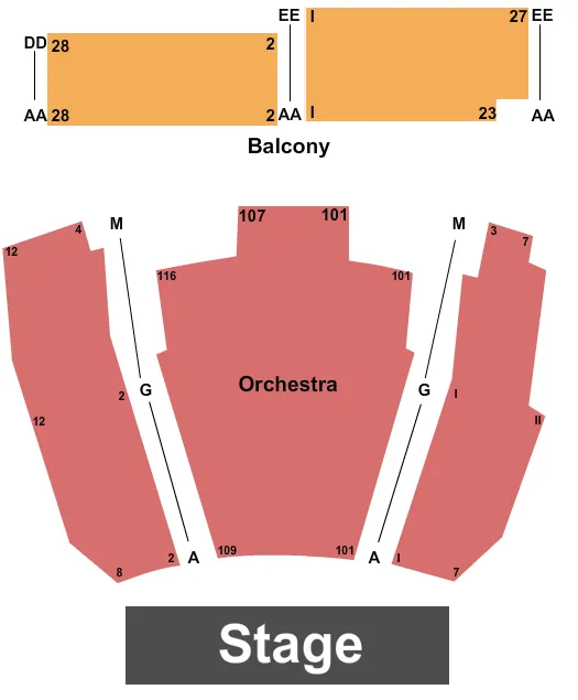 seating chart for Landmark on Main Street - End Stage - eventticketscenter.com