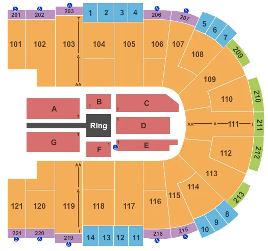 seating chart for Sames Auto Arena - WWE Raw - eventticketscenter.com