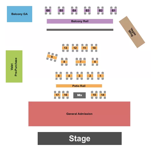 seating chart for Lava Cantina The Colony - Endstage & Tables 3 - eventticketscenter.com