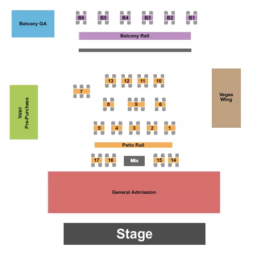 seating chart for Lava Cantina The Colony - Endstage & Tables 4 - eventticketscenter.com