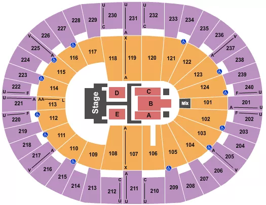 seating chart for Lawrence Joel Veterans Memorial Coliseum - Dude Perfect - eventticketscenter.com