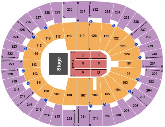seating chart for Lawrence Joel Veterans Memorial Coliseum - Endstage Front A-F - eventticketscenter.com