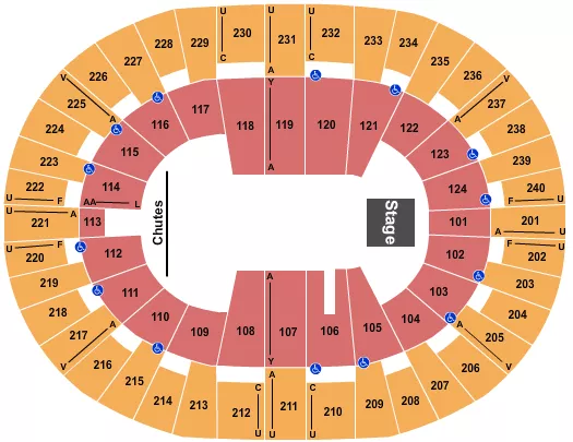 seating chart for Lawrence Joel Veterans Memorial Coliseum - Rodeo with Stage - eventticketscenter.com