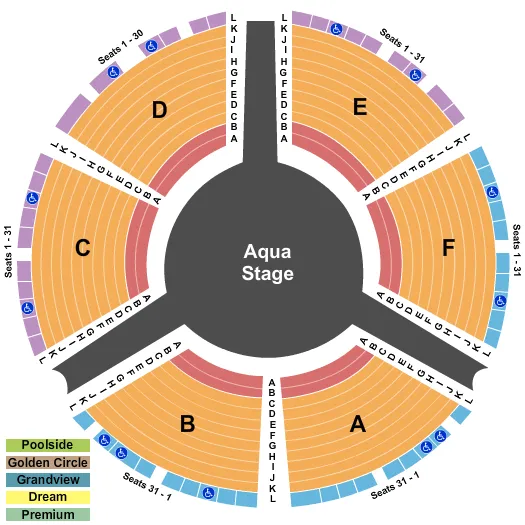 seating chart for Awakening Theater At Wynn Las Vegas - Center Stage - eventticketscenter.com