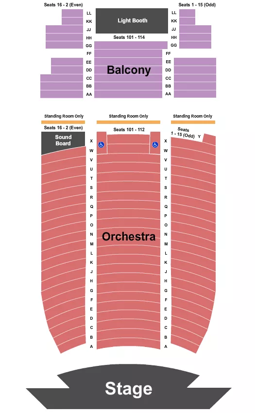 seating chart for Lebanon Opera House - Endstage 1 - eventticketscenter.com