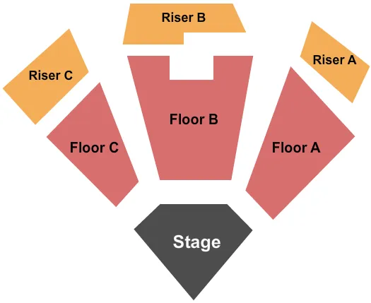 End Stage Seating Chart at Leelanau Sands Showroom. The chart shows the main floor/stage with seating options surrounding it, which are color coded