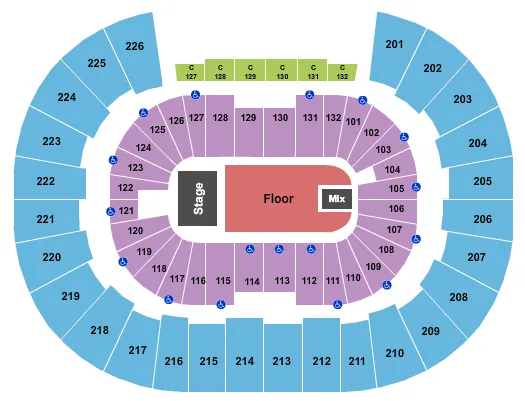 seating chart for Legacy Arena at The BJCC - Endstage GA Floor - eventticketscenter.com
