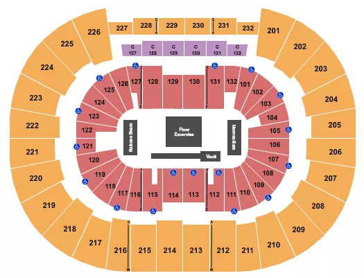 seating chart for Legacy Arena at The BJCC - Gymnastics - eventticketscenter.com