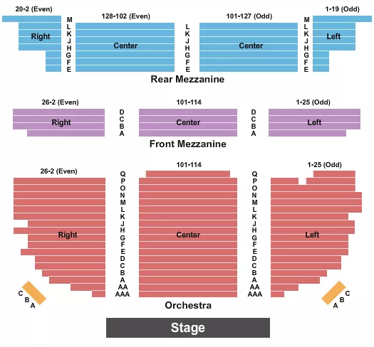 seating chart for Lena Horne Theatre - Endstage 3 - eventticketscenter.com