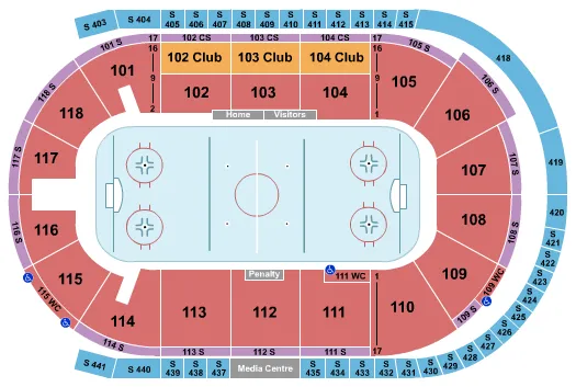 seating chart for Slush Puppie Place - Hockey 1 - eventticketscenter.com