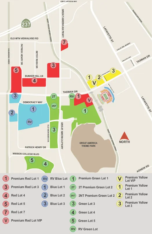 PARKING: San Francisco 49ers vs. Dallas Cowboys, Levi's Stadium Parking  Lots, Santa Clara, October 8 2023