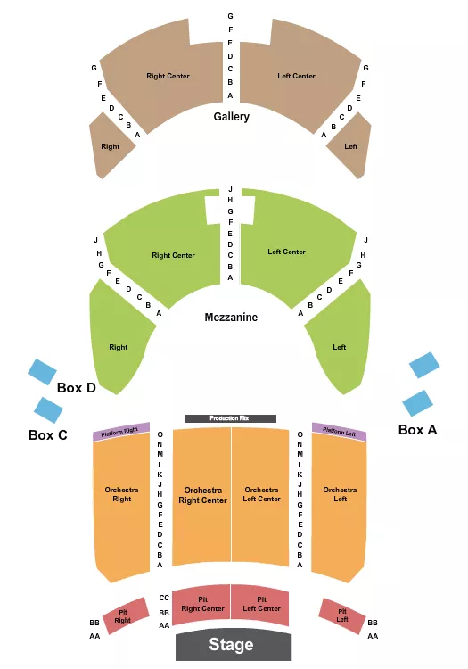 seating chart for Lexington Opera House - Endstage 2 - eventticketscenter.com