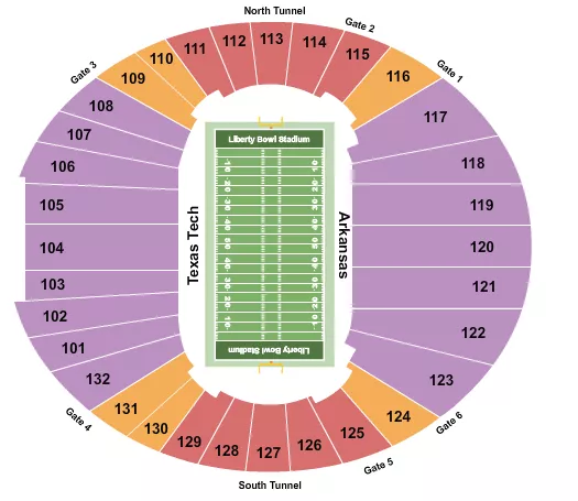 seating chart for Simmons Bank Liberty Stadium - Liberty Bowl - eventticketscenter.com