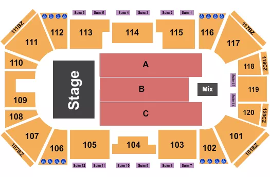 seating chart for Liberty First Credit Union Arena - Endstage 2 - eventticketscenter.com