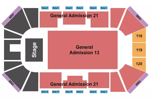 seating chart for Liberty First Credit Union Arena - Endstage GA Floor 2 - eventticketscenter.com