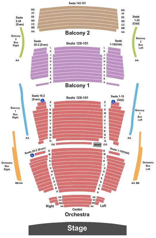 seating chart for Lied Center - KS - End Stage - eventticketscenter.com