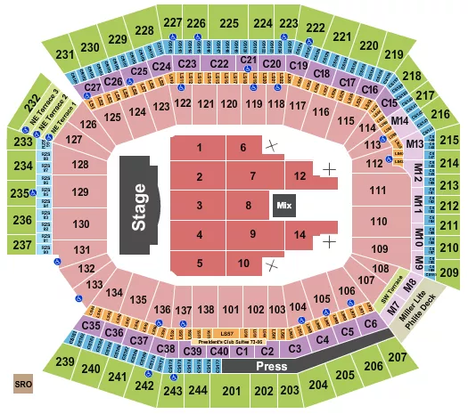 seating chart for Lincoln Financial Field - Bruno Mars - eventticketscenter.com