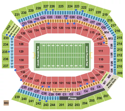 seating chart for Lincoln Financial Field - Football NO VFS - eventticketscenter.com