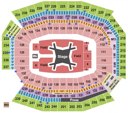 seating chart for Lincoln Financial Field - Luke Combs - eventticketscenter.com