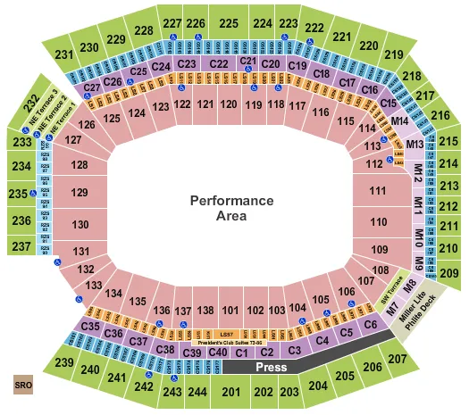 seating chart for Lincoln Financial Field - Open Floor - eventticketscenter.com