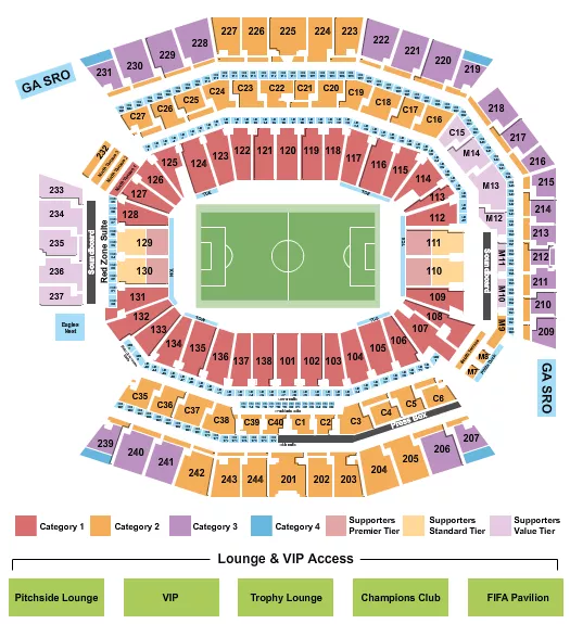 seating chart for Lincoln Financial Field - Soccer WC Category 2 - eventticketscenter.com