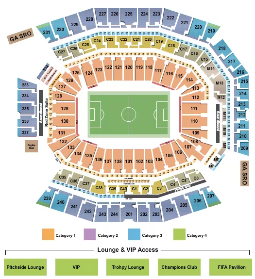 seating chart for Lincoln Financial Field - Soccer WC Category - eventticketscenter.com