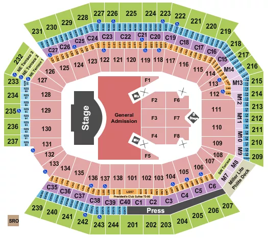 seating chart for Lincoln Financial Field - Zach Bryan - eventticketscenter.com