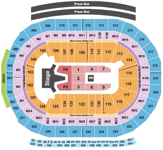 seating chart for Little Caesars Arena - AJR - eventticketscenter.com