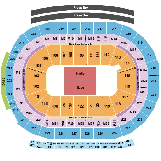 seating chart for Little Caesars Arena - Bad Bunny - eventticketscenter.com