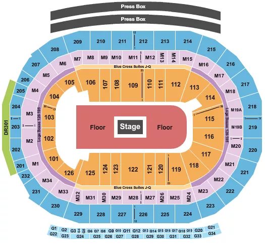 seating chart for Little Caesars Arena - Center Stage 2 - eventticketscenter.com