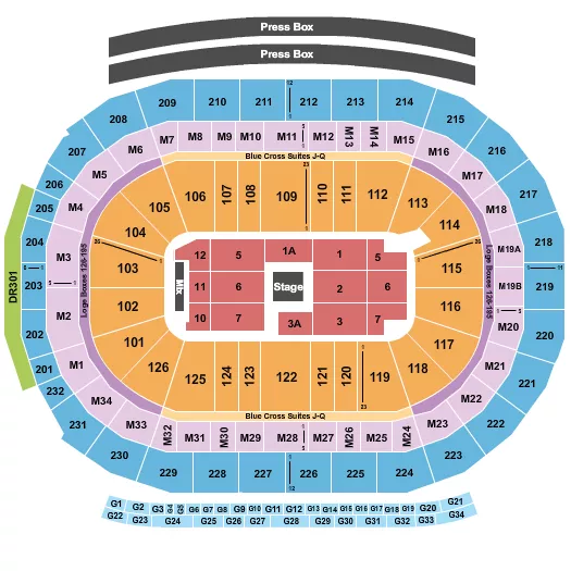 seating chart for Little Caesars Arena - Center Stage 5 - eventticketscenter.com