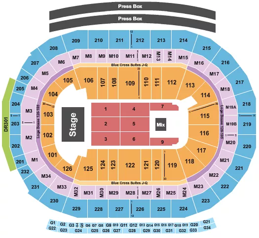 seating chart for Little Caesars Arena - Endstage 5 - eventticketscenter.com