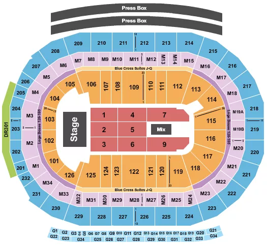 seating chart for Little Caesars Arena - Endstage 8 - eventticketscenter.com