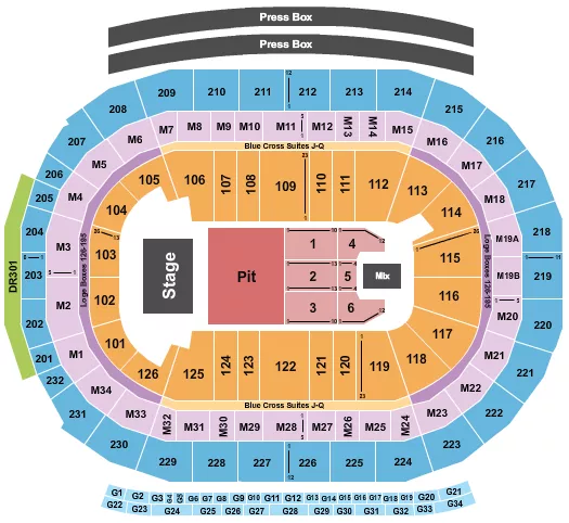 seating chart for Little Caesars Arena - Endstage Big Pit - eventticketscenter.com