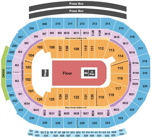 seating chart for Little Caesars Arena - Endstage GA Floor - eventticketscenter.com