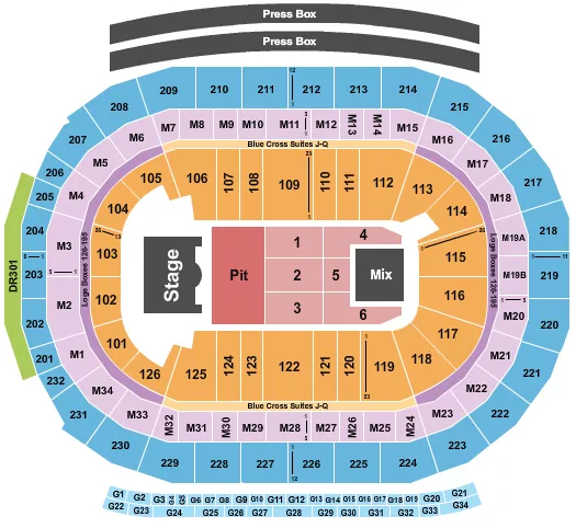 seating chart for Little Caesars Arena - Endstage GA Pit 2 - eventticketscenter.com