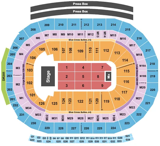 seating chart for Little Caesars Arena - Endstage - eventticketscenter.com