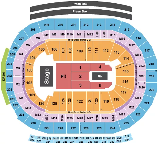 seating chart for Little Caesars Arena - Johnny Blue Skies - eventticketscenter.com
