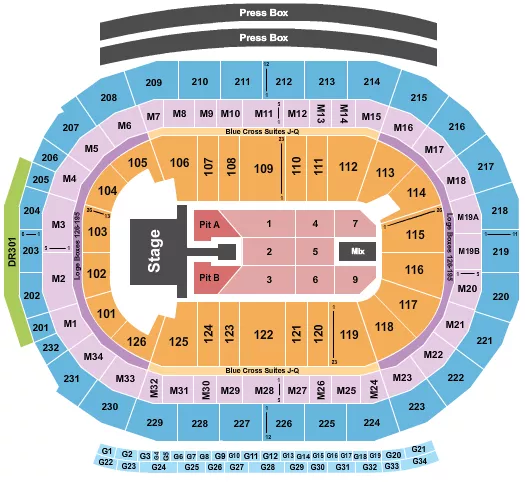 seating chart for Little Caesars Arena - Kane Brown - eventticketscenter.com