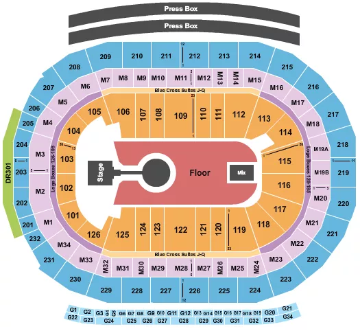 seating chart for Little Caesars Arena - Kid Cudi - eventticketscenter.com